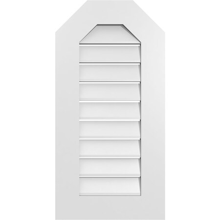 Ekena Millwork Octagonal Top Surface Mount PVC Gable Vent: Functional, w/ 3-1/2"W x 1"P Standard Frame, 16"W x 32"H GVPOT16X3201SF
